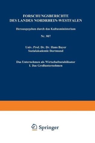 Cover of Das Unternehmen als Wirtschaftsstabilisator