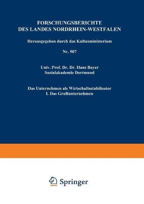 Cover of Das Unternehmen als Wirtschaftsstabilisator