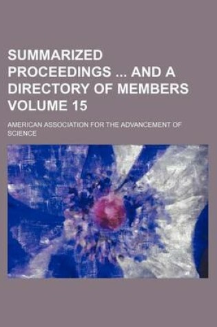 Cover of Summarized Proceedings and a Directory of Members Volume 15