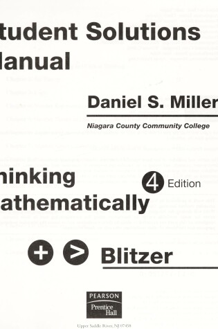 Cover of Student Solutions Manual (Highered) for Thinking Mathematically