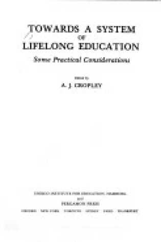 Cover of Towards a System of Lifelong Education