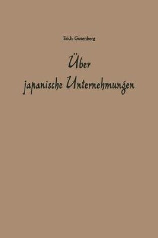 Cover of Über japanische Unternehmungen