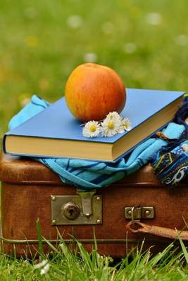 Book cover for Antique Luggage, a Book, and an Apple