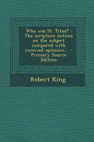 Cover of Who Was St. Titus?