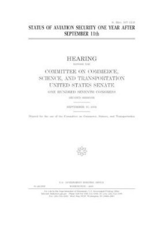 Cover of Status of aviation security one year after September 11th