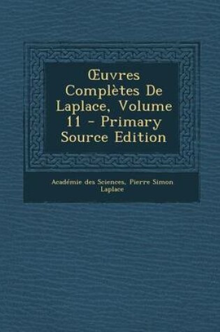 Cover of Uvres Completes de Laplace, Volume 11