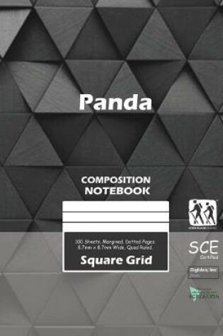 Cover of Panda Square Grid, Quad Ruled, Composition Notebook, 100 Sheets, Large Size 8 x 10 Inch Charcoal Triangle Cover