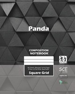 Book cover for Panda Square Grid, Quad Ruled, Composition Notebook, 100 Sheets, Large Size 8 x 10 Inch Charcoal Triangle Cover