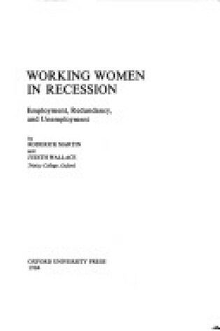 Cover of Working Women in Recession