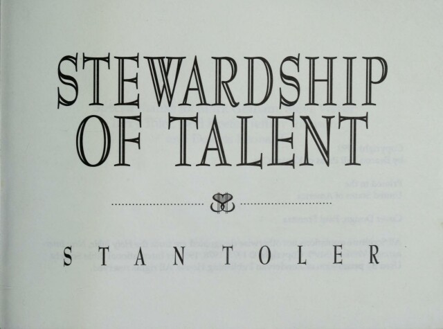 Book cover for Stewardship of Talent