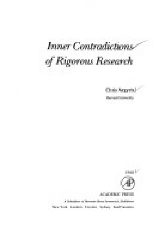 Cover of Inner Contradictions of Rigorous Research