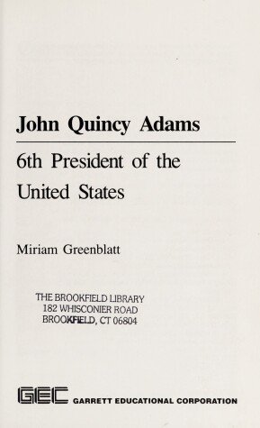 Book cover for John Quincy Adams, 6th President of the United States