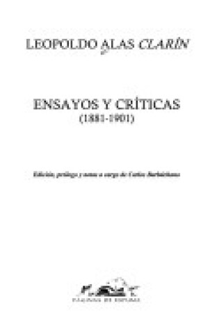 Cover of Ensayos y Criticas, 1881-1901