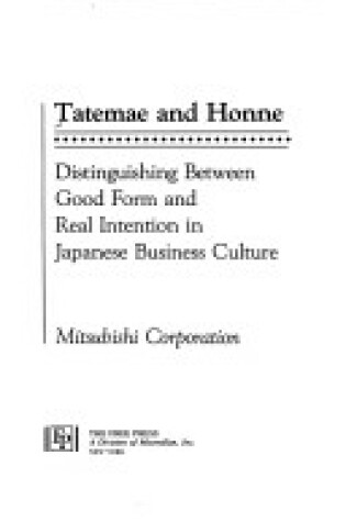 Cover of Tatemae and Honne