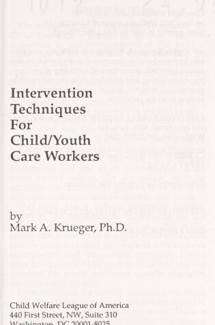 Cover of Intervention Techniques for Child-Youth Care Workers