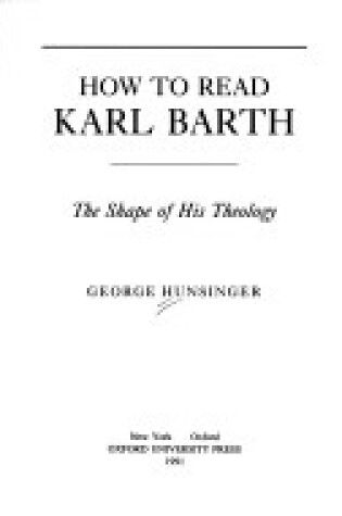 Cover of How to Read Karl Barth