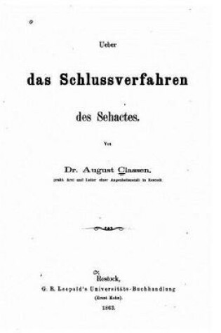 Cover of Ueber Das Schlussverfahren Des Sehactes