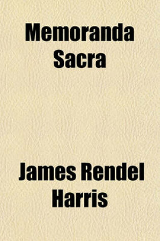 Cover of Memoranda Sacra