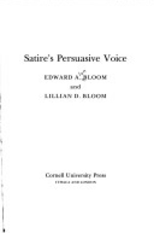 Cover of Satire's Persuasive Voice