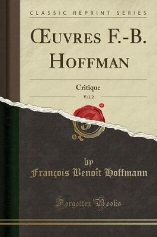 Cover of Oeuvres F.-B. Hoffman, Vol. 2