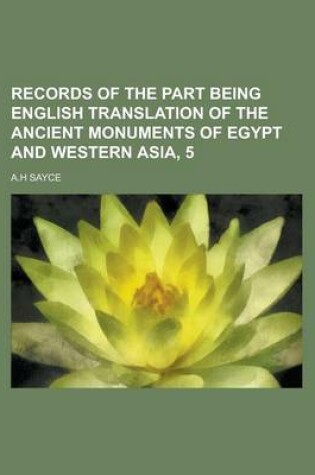 Cover of Records of the Part Being English Translation of the Ancient Monuments of Egypt and Western Asia, 5