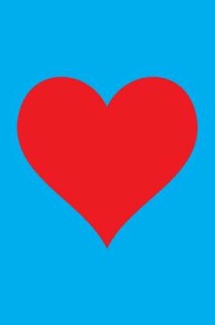 Cover of 100 Page Blank Notebook - Red Heart on Cyan