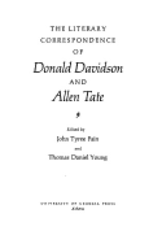 Cover of The Literary Correspondence of Donald Davidson and Allen Tate