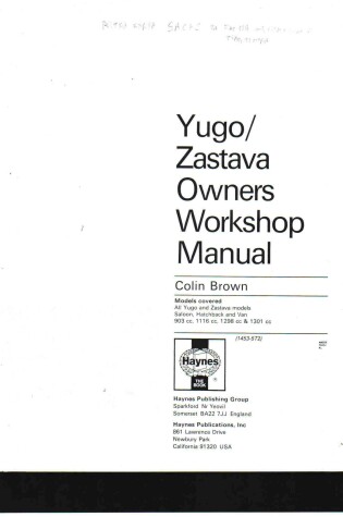 Cover of Yugo/Zastava All Models 1981-90 Owners Workshop Manual