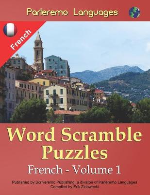 Book cover for Parleremo Languages Word Scramble Puzzles French - Volume 1