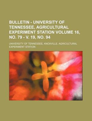 Book cover for Bulletin - University of Tennessee, Agricultural Experiment Station Volume 16, No. 79 - V. 19, No. 94