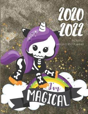 Book cover for 2020-2022 Three 3 Year Planner Skull Unicorn Monthly Calendar Gratitude Agenda Schedule Organizer