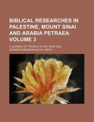 Book cover for Biblical Researches in Palestine, Mount Sinai and Arabia Petraea Volume 3; A Journal of Travels in the Year 1838