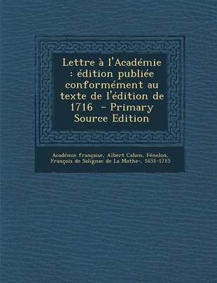 Book cover for Lettre A L'Academie