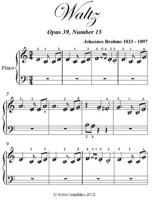 Book cover for Waltz Opus 39 Number 15 Beginner Piano Sheet Music