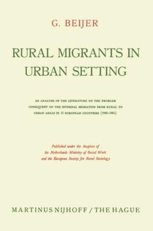 Cover of Rural Migrants in Urban Setting