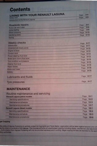 Cover of Renault Laguna Petrol and Diesel Service and Repair Manual