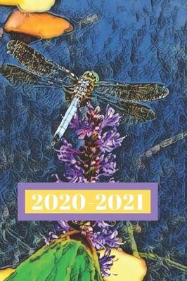 Cover of Bright Blue Water Purple Flower Teal Dragonfly Dated Calendar Planner 2 years To-Do Lists, Tasks, Notes Appointments