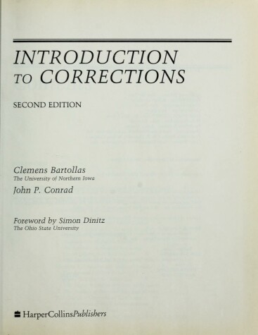 Book cover for Intro to Corrections