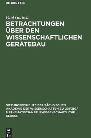 Cover of Betrachtungen über den wissenschaftlichen Gerätebau