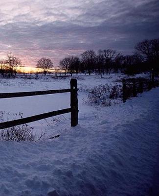 Cover of Winter Theme School Composition Book Daybreak Sunrise Fence 130 Pages