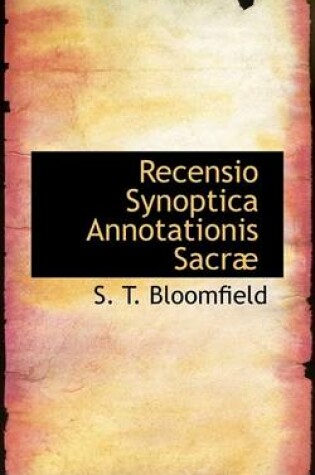 Cover of Recensio Synoptica Annotationis Sacr