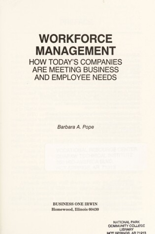 Cover of Workforce Management: How Today's Companies are Meeting Business and Employee Needs