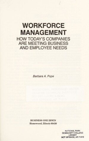 Book cover for Workforce Management: How Today's Companies are Meeting Business and Employee Needs