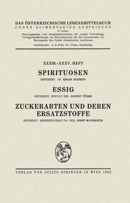 Book cover for Spirituosen / Essig / Zuckerarten und deren Ersatzstoffe