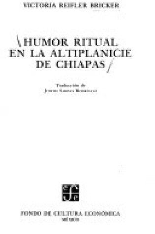 Cover of Ritual Humor in Highland Chiapas