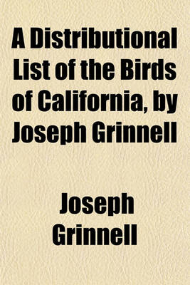 Book cover for A Distributional List of the Birds of California, by Joseph Grinnell