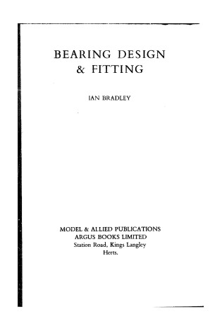 Cover of Bearing Design and Fitting