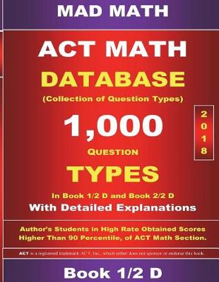 Book cover for 2018 ACT Math Database 1-2 D