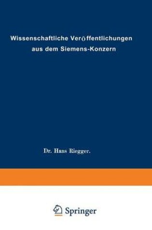 Cover of Wissenschaftliche Veroeffentlichungen Aus Dem Siemens-Konzern