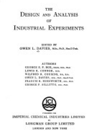 Cover of The Design and Analysis of Industrial Experiments